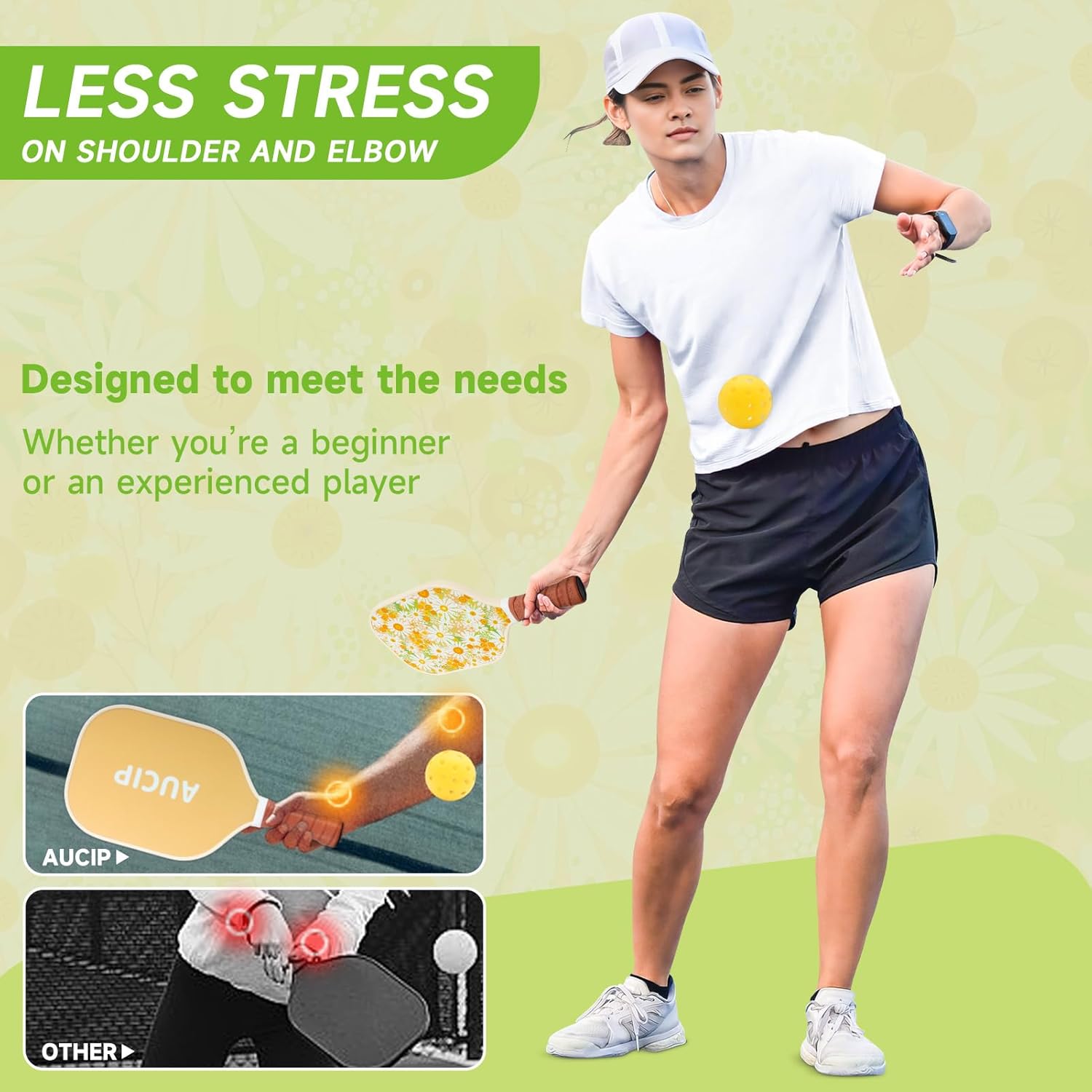 Pickleball Paddles, USAPA Approved Cute Pickleball Paddles Set of 2/4, Polypropylene Honeycomb Core, Fiberglass Pickleball Set with 2 or 4 Pickleball Rackets, 4 Balls, 1 Bag for Women