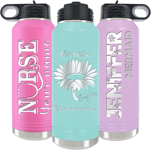 iProductsUS - Botella de agua personalizada de 40 onzas 32 onzas con tapa abatible y pajita, termo de agua personalizado aislado al vacío, termo iProductsUS - Botella de agua personalizada de 40 onzas 32 onzas con tapa abatible y pajita, termo de agua personalizado aislado al vacío, termo