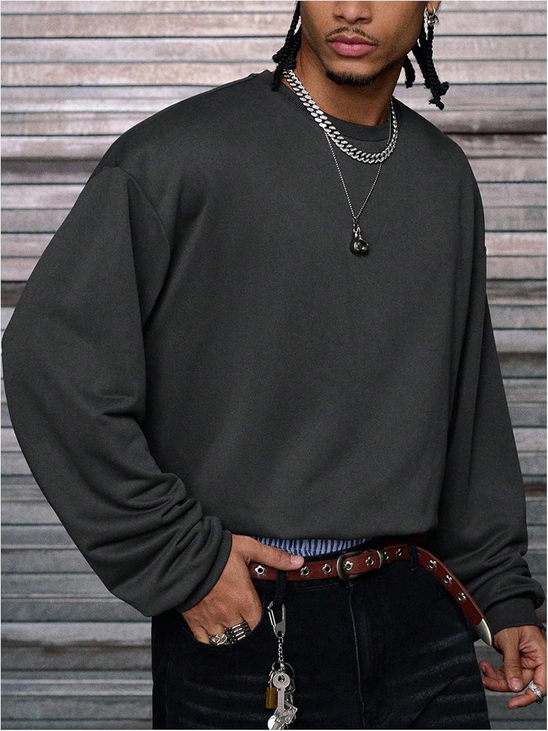 WDIRARA Men's Graphic Sweatshirts Crew Neck Long Sleeve Pullover Tops Streetwear - Image 5