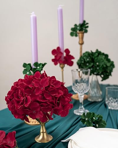 Miniatura 5 de DuHouse Cabezas de flores de hortensias de seda de 8.7 pulgadas con tallos de hortensias falsas para bricolaje, centro de mesa de boda, decoración