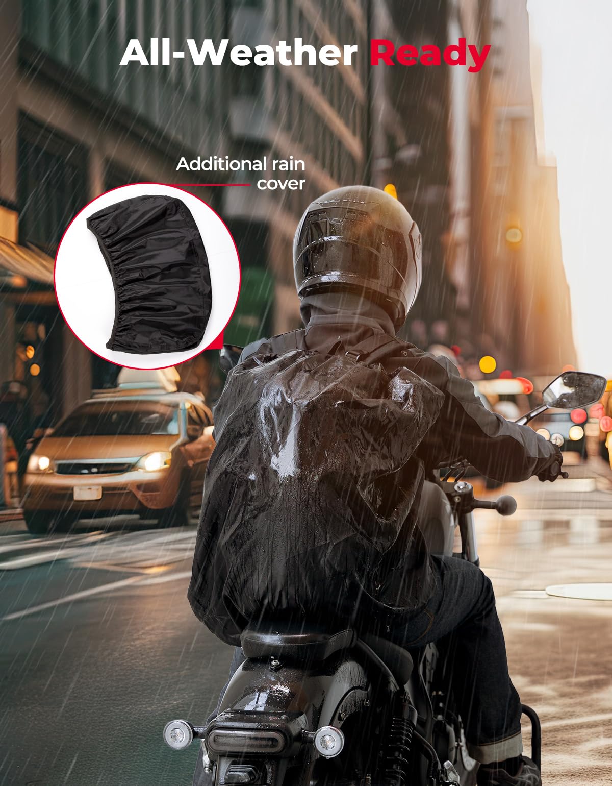 KEMIMOTO - Mochila para Casco de Motocicleta, Bolsa de Casco de 37L de Gran Capacidad con Puerto de Carga USB, Mochila de Conducción y Desplazamiento para Hombres