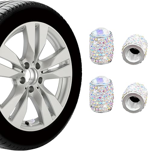 Ziciner 4 tapas de vástago de válvula de neumático, a prueba de polvo, hechas a mano con diamantes de imitación, atractivos accesorios exteriores de disponible en Yaxa Peru