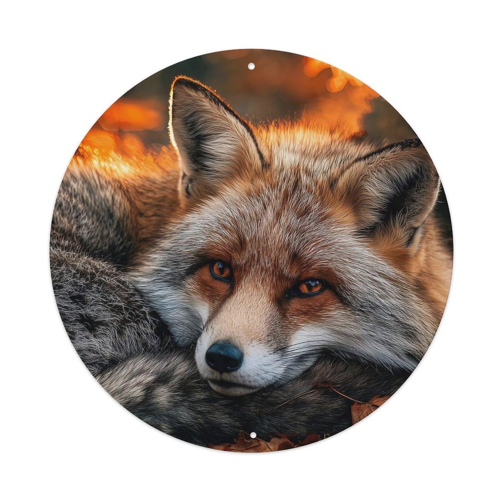 Cwbufd Vintage Style Animal Sleeping Red Fox Vintage Metal Tin Sign Plaque Wall Decor For Cafe, Club Bar, Office, Garden Metal Poster 8X8inch