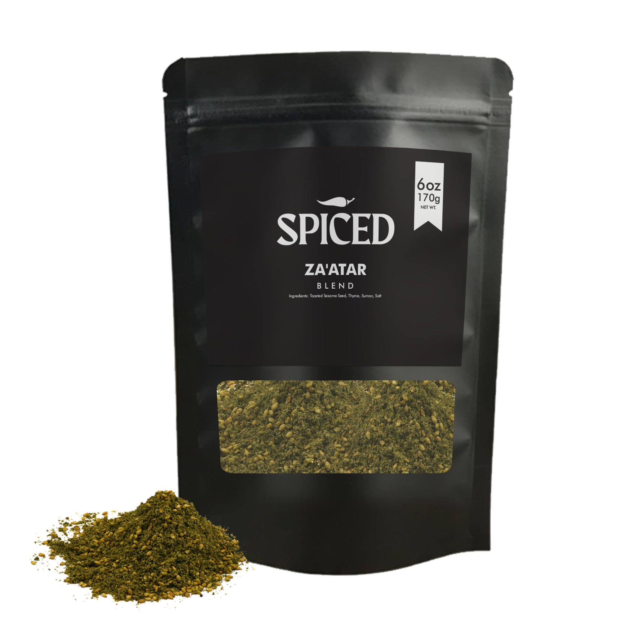 SPICED Zaatar Spice Blend, 6oz of Authentic Zaatar Spice Mix Mediterranean Seasoning Middle Eastern Spice in Resealable Bag, Great for Cooking, Roasting and Garnishing