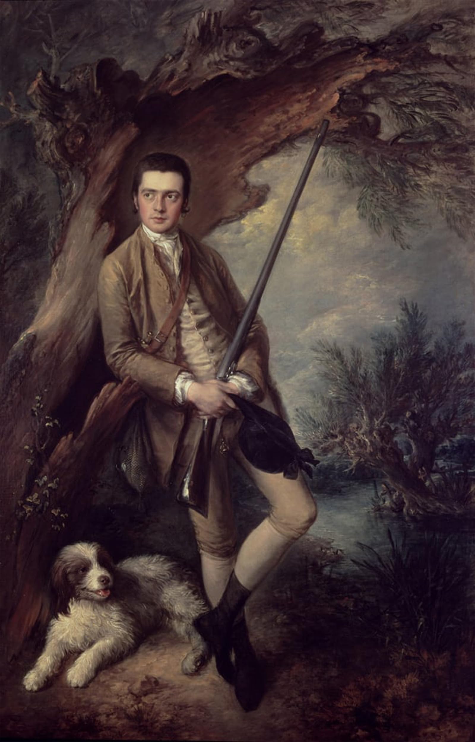 ARTXLXXBN Famous Painting Canvas Artwork Graffiti Print William Poyntz of Midgham and His Dog Amber by Gainsborough Portrait Canvas Image for Home Decor 60x90cm