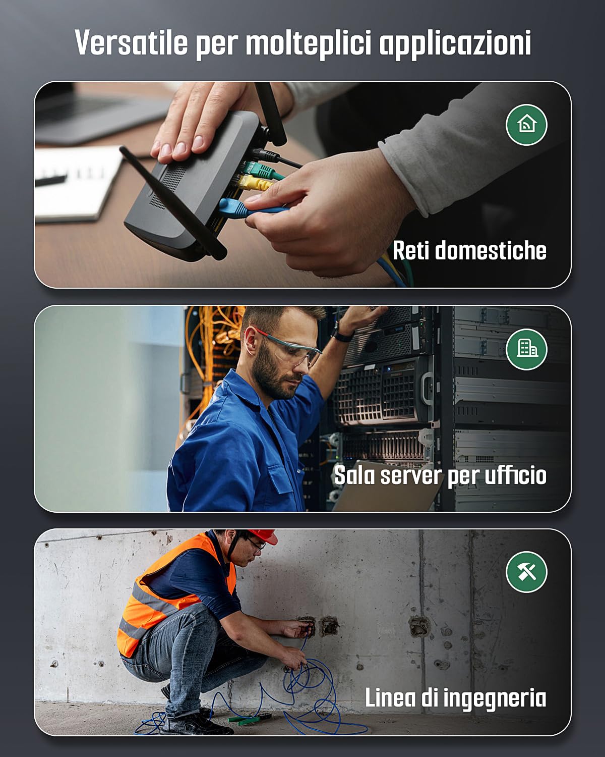 TESMEN TLP-900AR Tester per cavi di rete, RJ11 RJ45, per CAT5/6/POE/STP, con accoppiamento, Continuità, QC e NCV, adatto per Ethernet, Telefono, Manutenzione e smistamento dei cavi - Verde