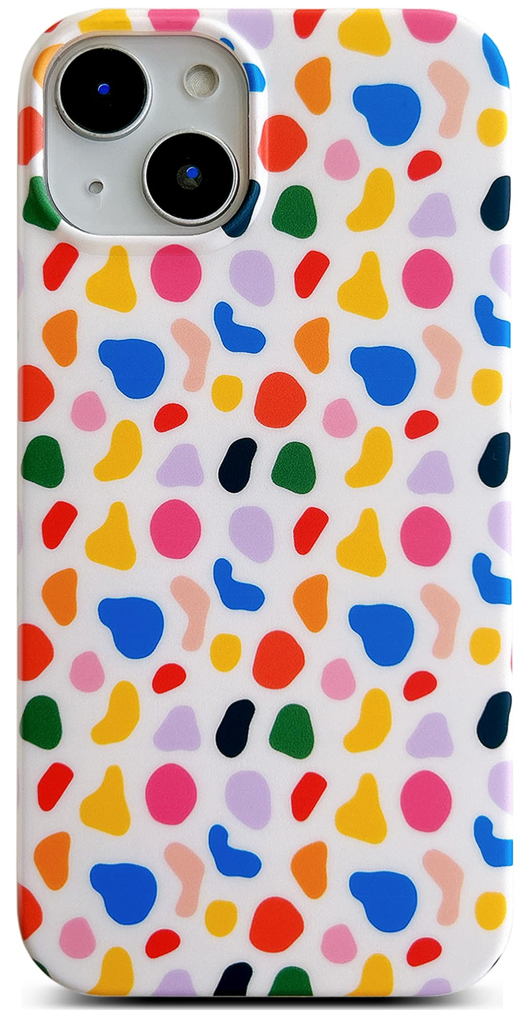 Qokey for iPhone 14/13 Case 6.1 inch,Colorful Stone Pattern Design for Girls Women Men,Cute Matte Pattern Soft Bumper Slim TPU Shockproof Phone Cover Colorful Stone