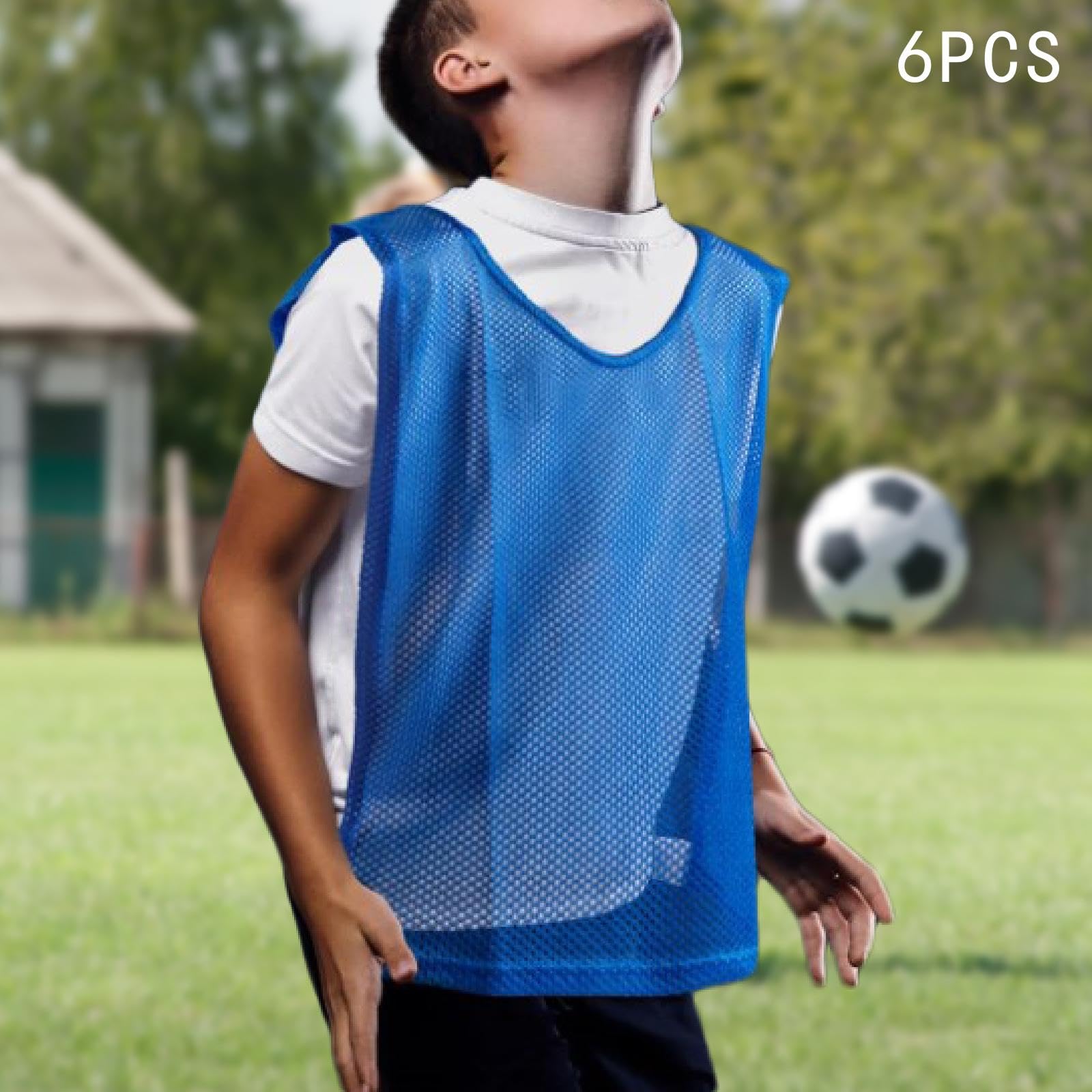 QSTDGVPW 6 Pieces Football Training Vests Soccer Jerseys Breathable Lightweight Team Scrimmage Vests, for Kids