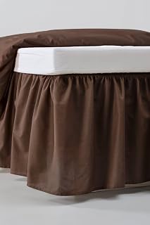 Jotex Zack Volant Betthusse - 100% hochwertige Bio-Baumwolle Bettrock, Höhe 45 cm - Braun, 140 x 200 cm