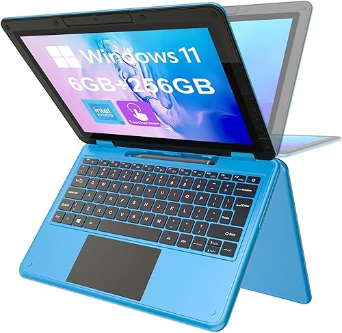 AWOW Portátil con pantalla táctil con lápiz capacitivo, 2 en 1, 11.6 pulgadas, FHD azul (morado) Intel 4 Core Celeron N4120, procesador Windows 11