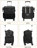 Vista 9 de Relavel Estuche de tren de maquillaje rodante, estuche de cosmetología sobre ruedas con 4 bolsas transparentes, bolsas profesionales