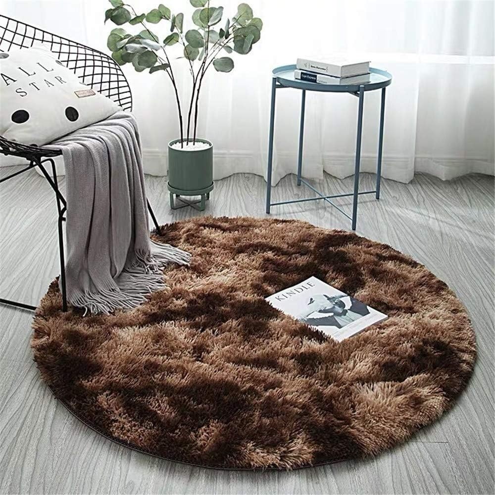Alfombra redonda de felpa ultrasuave para interiores estilo tie-dye multicolor 60x60