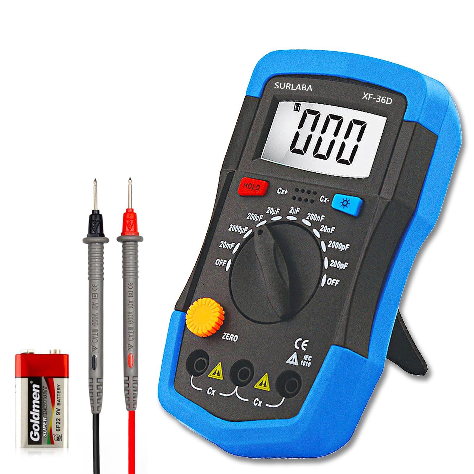 Digitales Kapazitätsmessgerät, XF-36D Capacitance Meter bis 20,000uF, 1999 Count Kondensatormessgerät Multimeter für Haus, Industrie, Fehlerprüfung