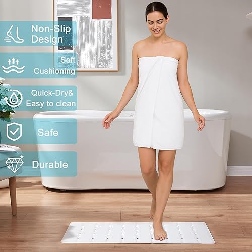 Miniatura 10 de Alfombrilla de baño de silicona con ventosas  Alfombra antideslizante plegable para bañera y ducha, duradera y de secado rápido, tapete de seguridad