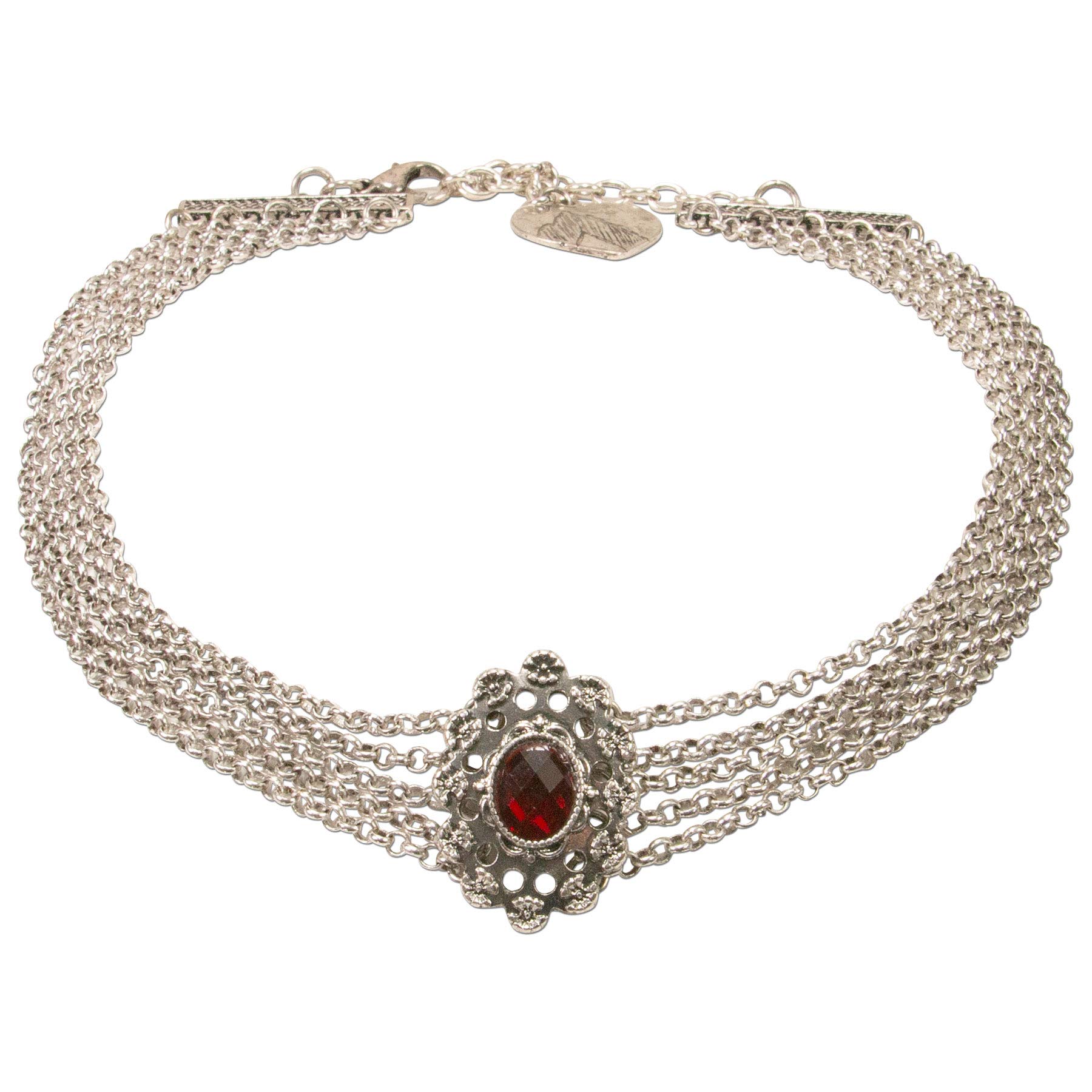 Alpenflüstern Trachten-Metall-Kropfkette Luzia - Elegante Trachtenkette - nostalgischer Damen-Trachtenschmuck, Dirndlkette mit Mittelteil in traditionellen Farben DHK228