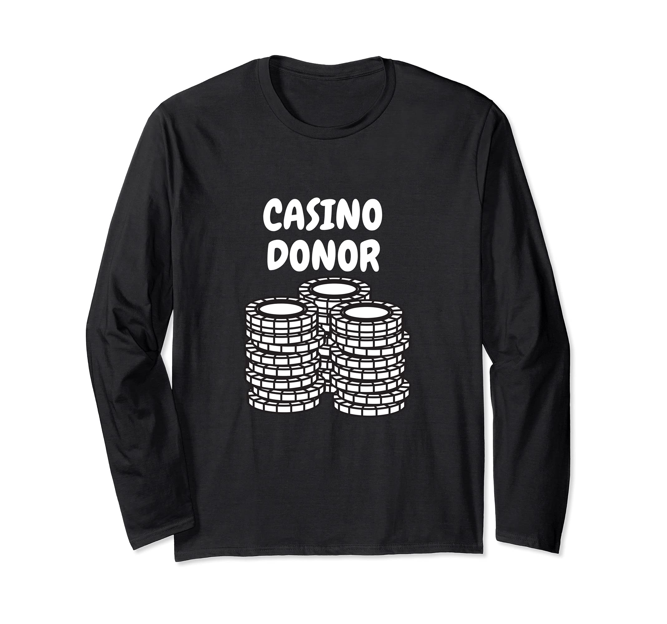 Funny Casino Donor Design Poker Player Gambling Long Sleeve T-Shirt, Black