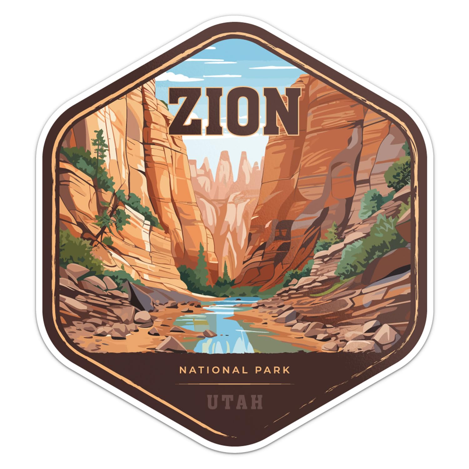 Zion National Park Sticker - Waterproof Vinyl Decal for Car Bumper, Laptop, Water Bottle, Wall, and Window, Size - 3'' Longer Side