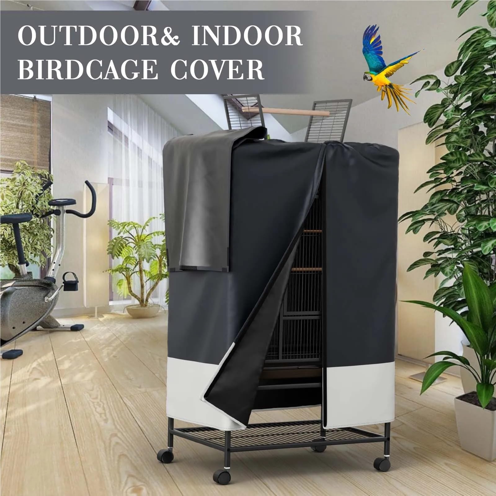 Fundas para jaula de pájaros para interiores y exteriores, para animales pequeños, privacidad y comodidad con panel superior extraíble, duradero, transpirable, impermeable (48 x 48 x 102 cm)