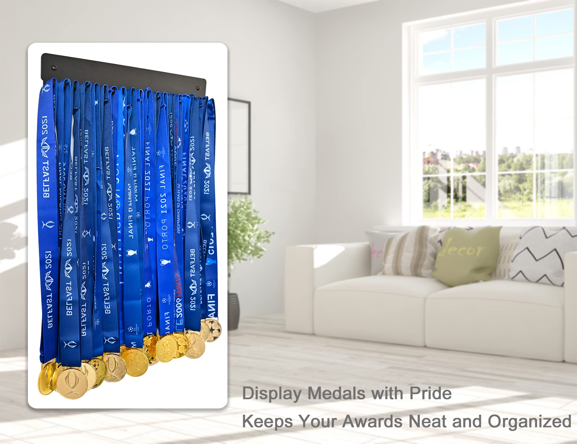 Blank Sports Medal Hanger Display – Stainless Steel Wall Mount Rack To Showcase Medals & Awards 9 thumbnail image