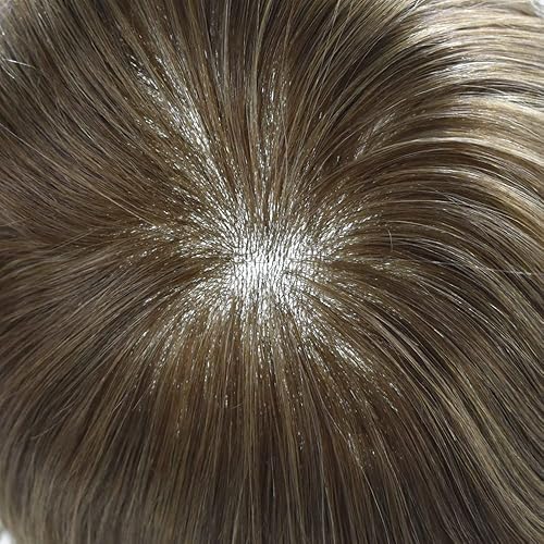 Miniatura 5 de Toupee - Pieza de cabello humano real para hombres, sistema de reemplazo de cabello de piel de polietileno para hombres, piezas de cabello V-loop
