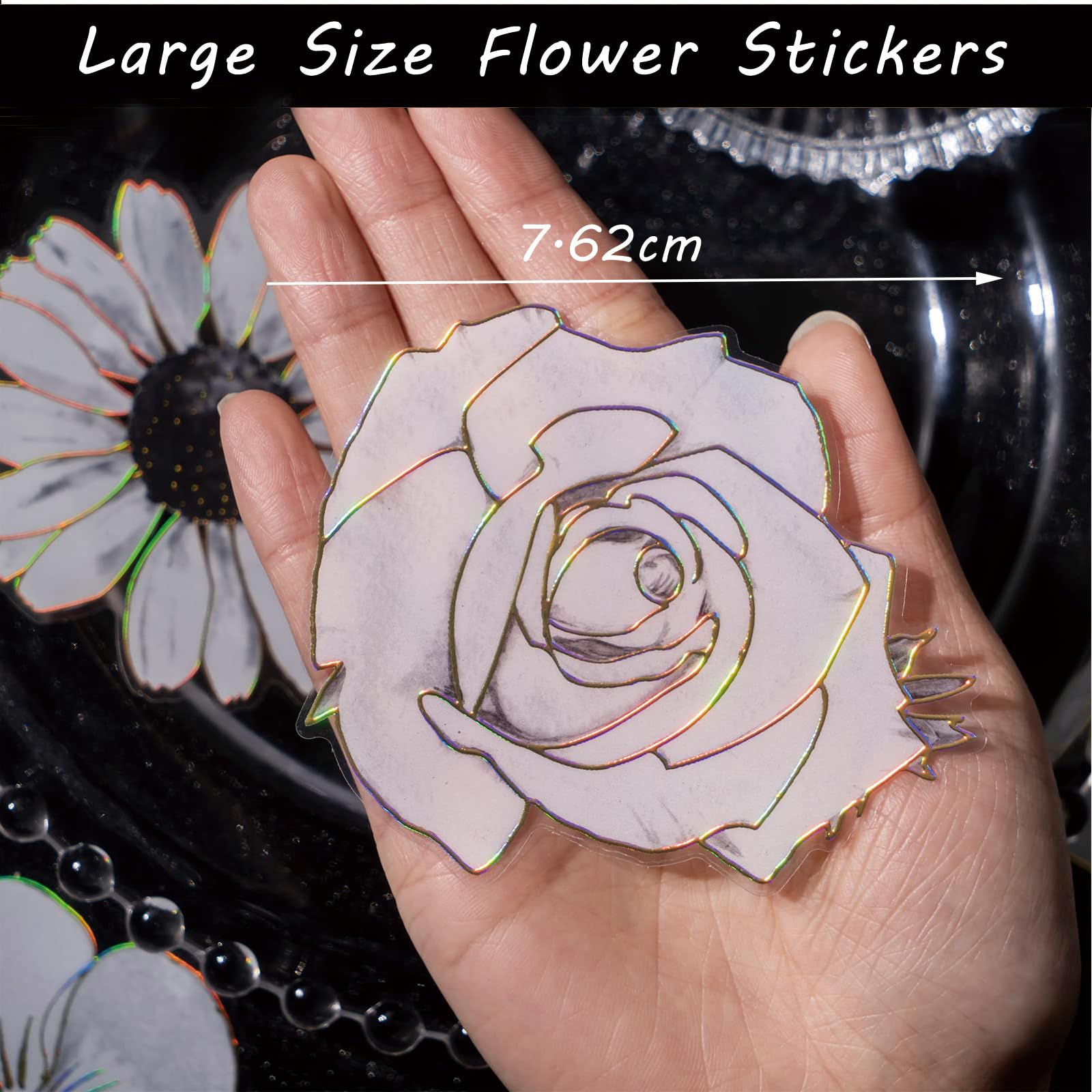 Stickers Fleur Lot De 100 Autocollants Floraux De Grande Taille Avec  Contours Holographiques Dorés Pour Fournitures De Journal, Autocollants  Floraux Aquarelles Pour Scrapbooking, Décoration De Chambre, Journal  Stickers Repositionnable Fleurs, image size:1600x1600