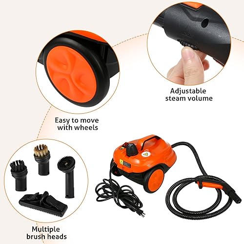 Miniatura 3 de WICHEMI Limpiador de vapor de 1800 W para limpieza, vaporizador de mano máquina de vapor de alta presión + 1800 W multiusos de alta temperatura,