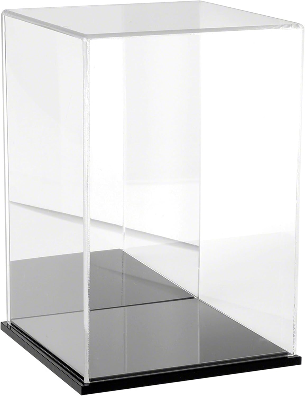 Plymor Clear Acrylic Display Case with Black Base (Mirror Back), 8 W x 8 D x 12 H