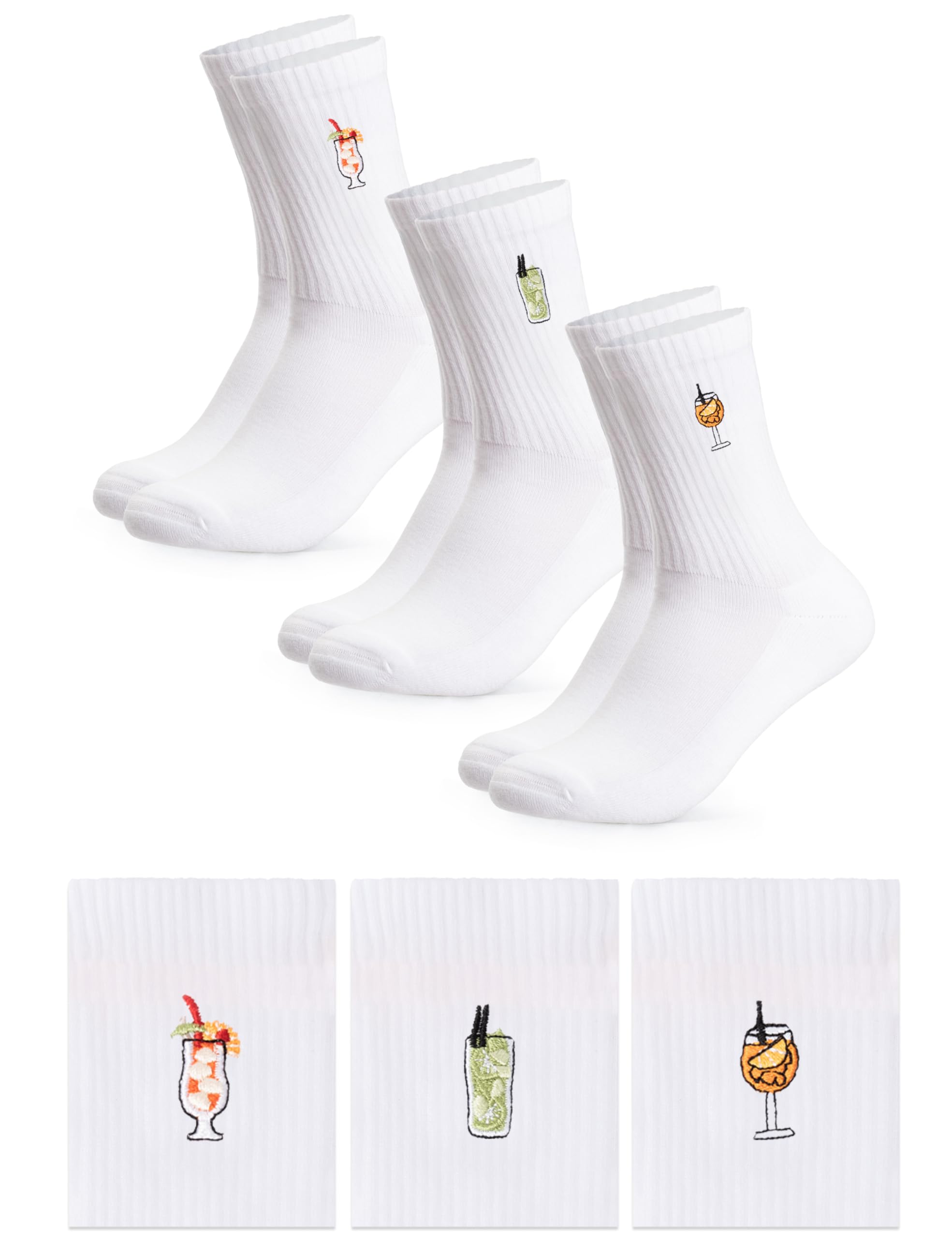 Occulto Damen & Herren Motiv Tennissocken 3er Pack (Modell: Robin), Statement Tennis Socken