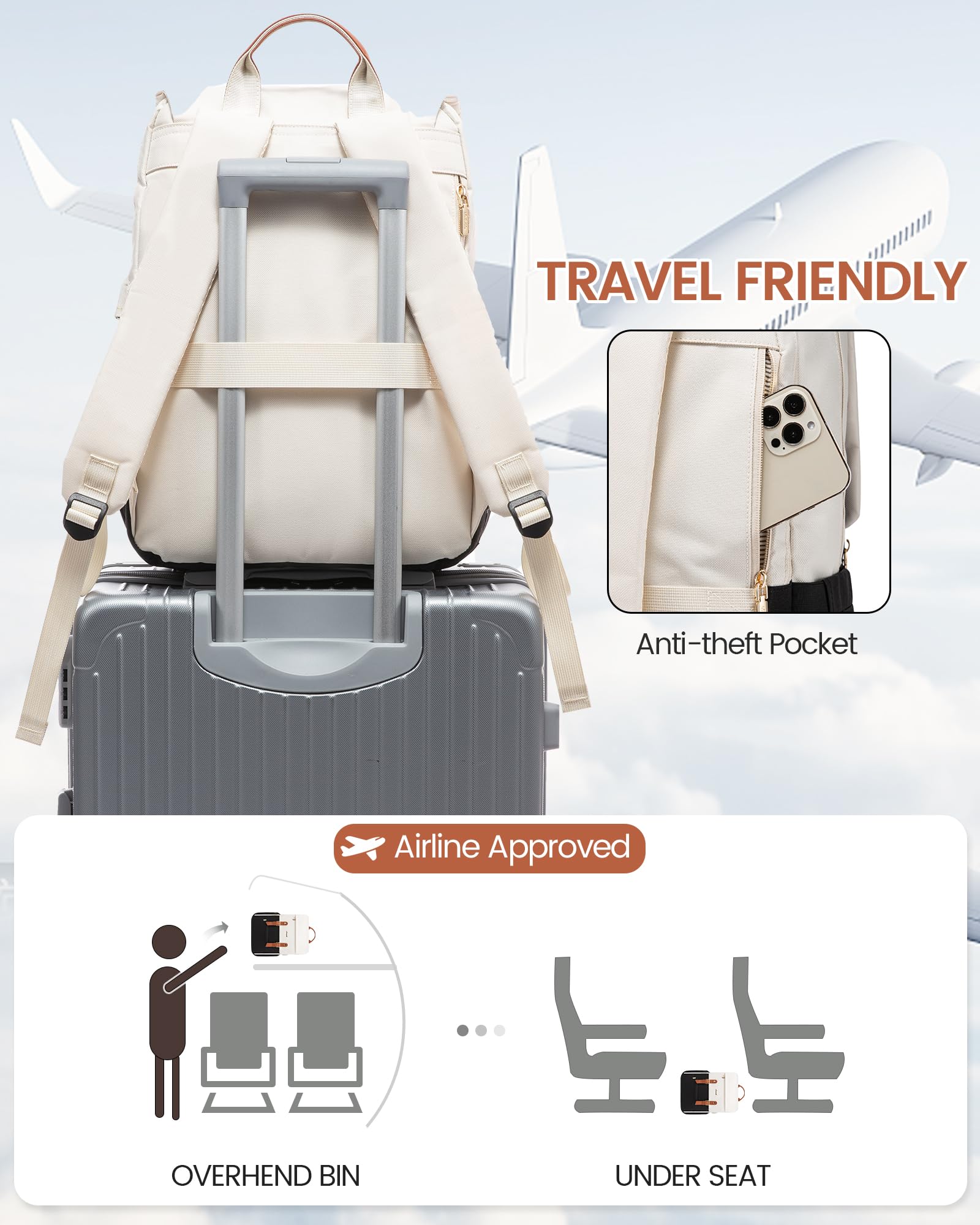 LOVEVOOK Zaino Università, Impermeabile Zaino Porta PC Donna Antifurto per Computer portatile con Porta USB per Università 15.6 Pollici, Viaggi, Lavoro, Scuola