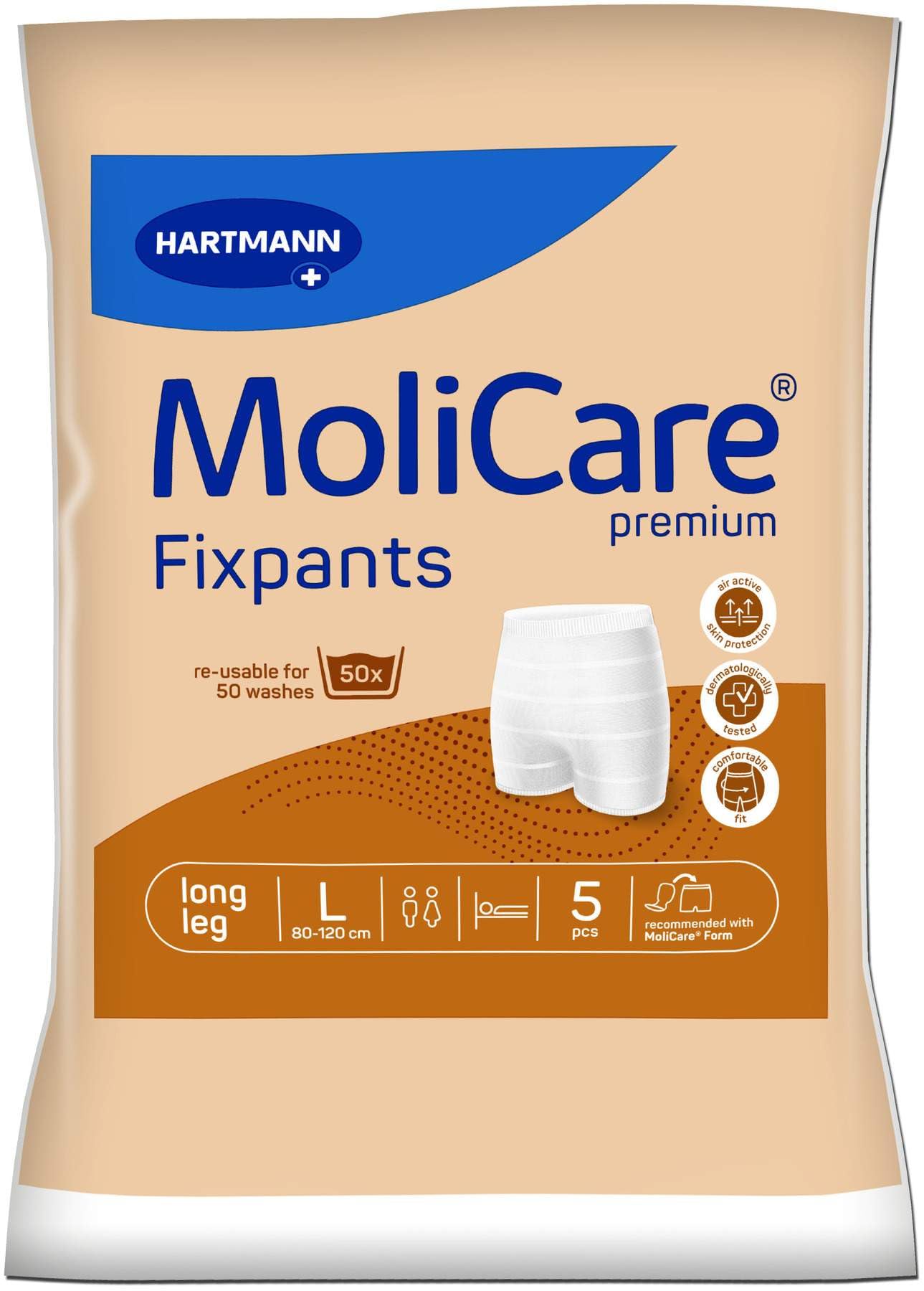 Premium Fixpants, Washable to be Used with MoliCare Form for Incontinence, Long Leg, Size L, Pack of 5