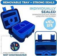 Vista 5 de Lonchera para niños - Caja bento para niños pequeños, 4 secciones con tapa, contenedor de refrigerios, preescolar, niños pequeños, bandeja extraíble