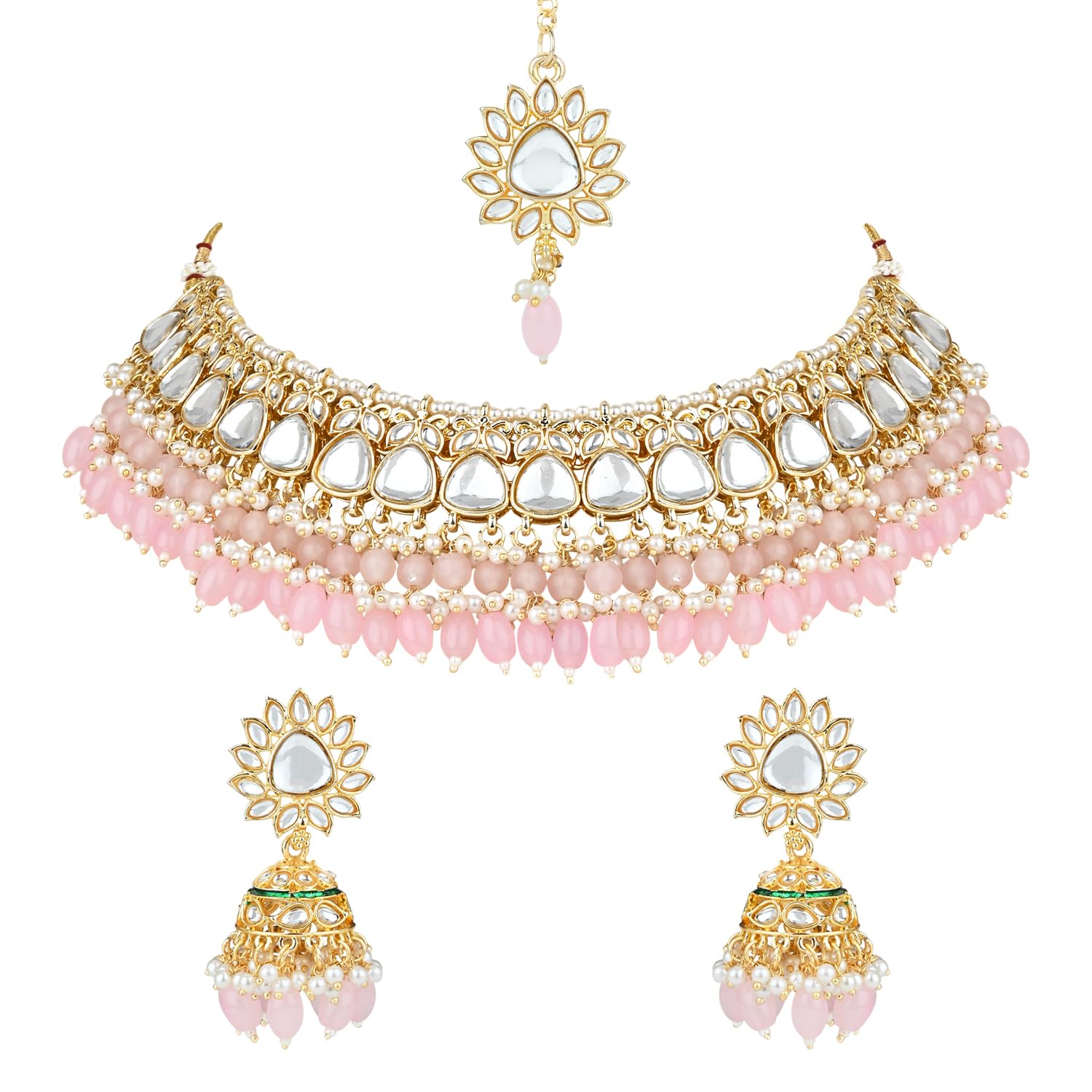 I Jewels Gold Plated Traditional Kundan Pearl Choker Necklace Jewellery With Jhumka Earrings Set For Women/Girls (K7264Pi) (B0CQXLTCPH) Amazon Price History, Amazon Price Tracker