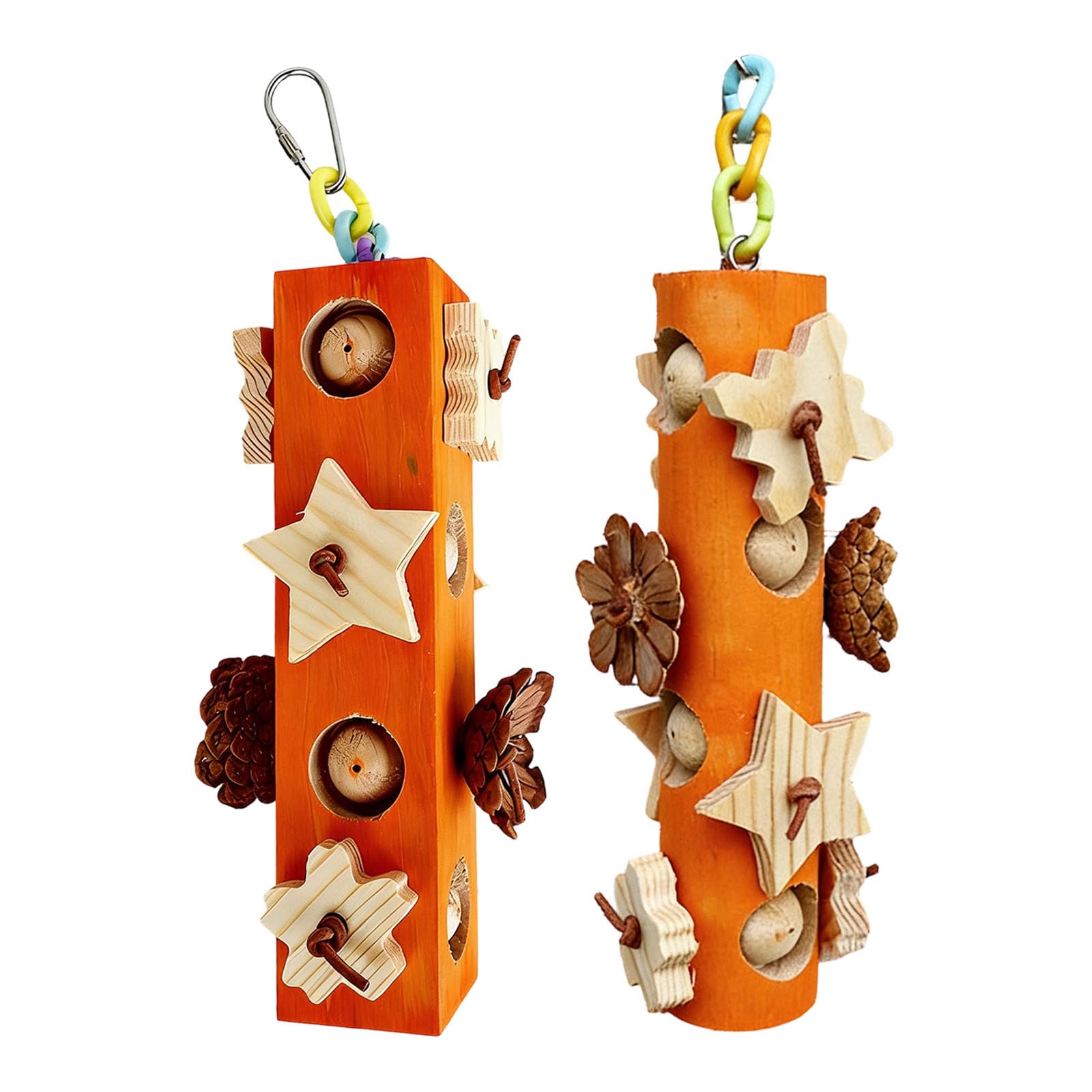 oringnat Natural Wood Parrots Chew Toy For Small to Large Birds Beak Trimming And Mental Cage Toy 2PC