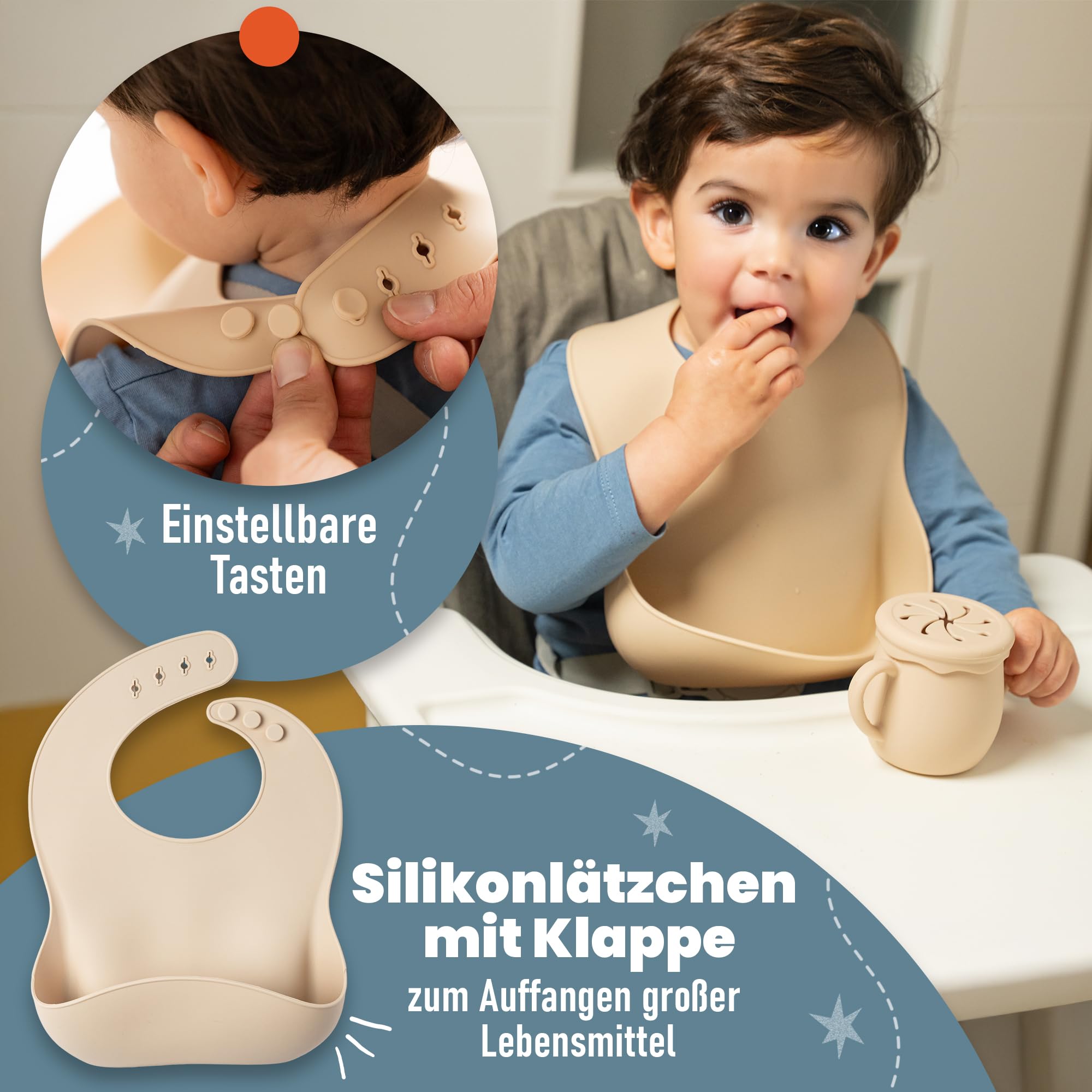 Kindergeschirr set aus Silikon mit Transport oder Aufbewahrungstasche - Kinderbesteck ab 1 jahr - Beikost baby zubehör - Fruchtsauger Baby - Esslernlöffel Baby mit Squeeze Flasche