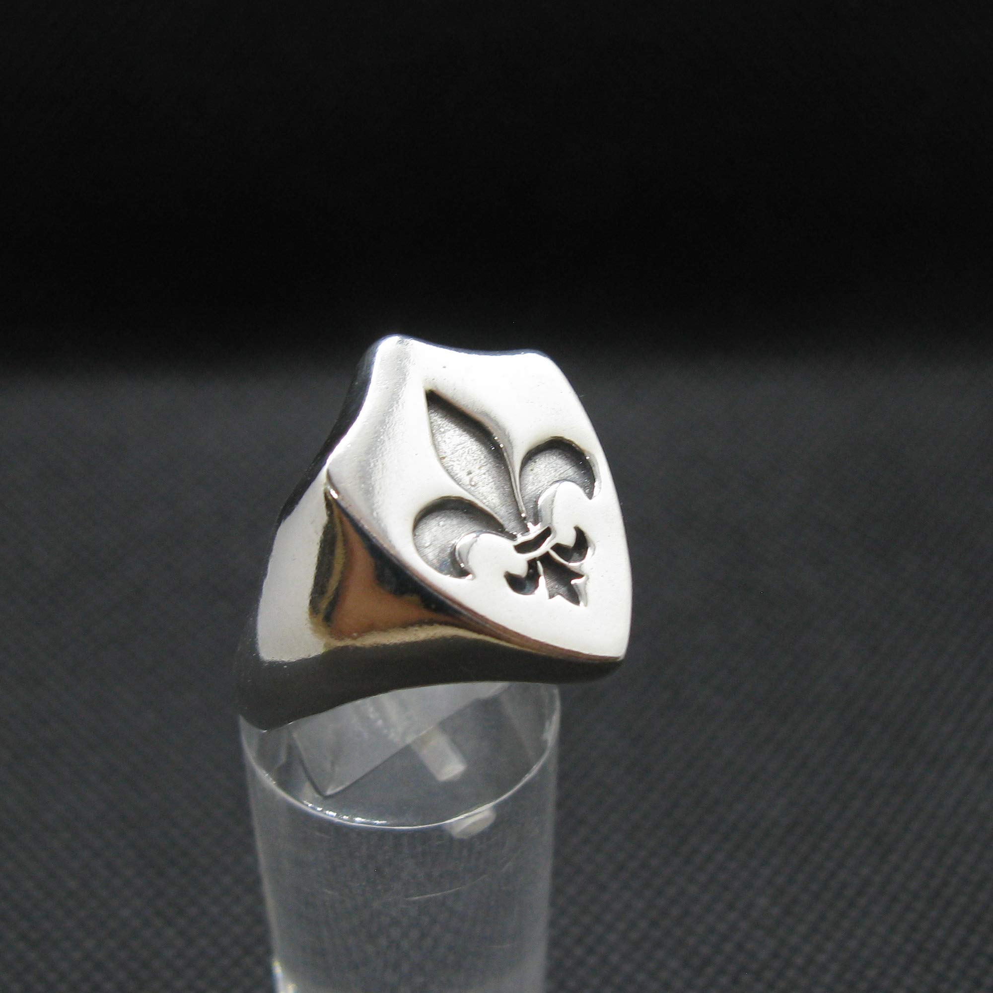 Sterling Silber Herren Siegelring Fleur De Lys Massiv Echt Punziert 925