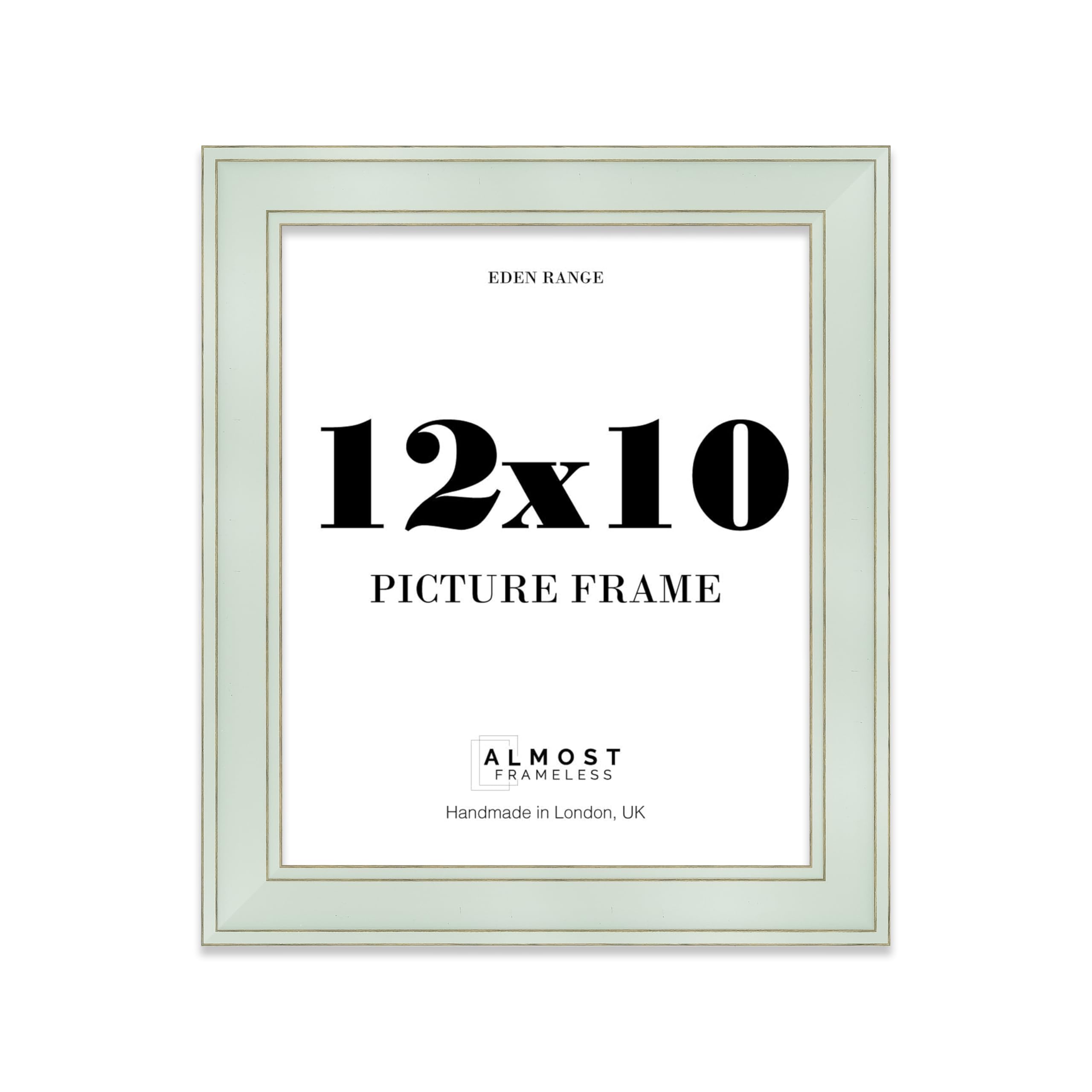 12x10 Sage Green Picture Frame - Shabby Chic Photo Frame with Distressed Finish, Gold Trim, Wall Hooks and Kickstand, 37mm Edge - 1 Pack