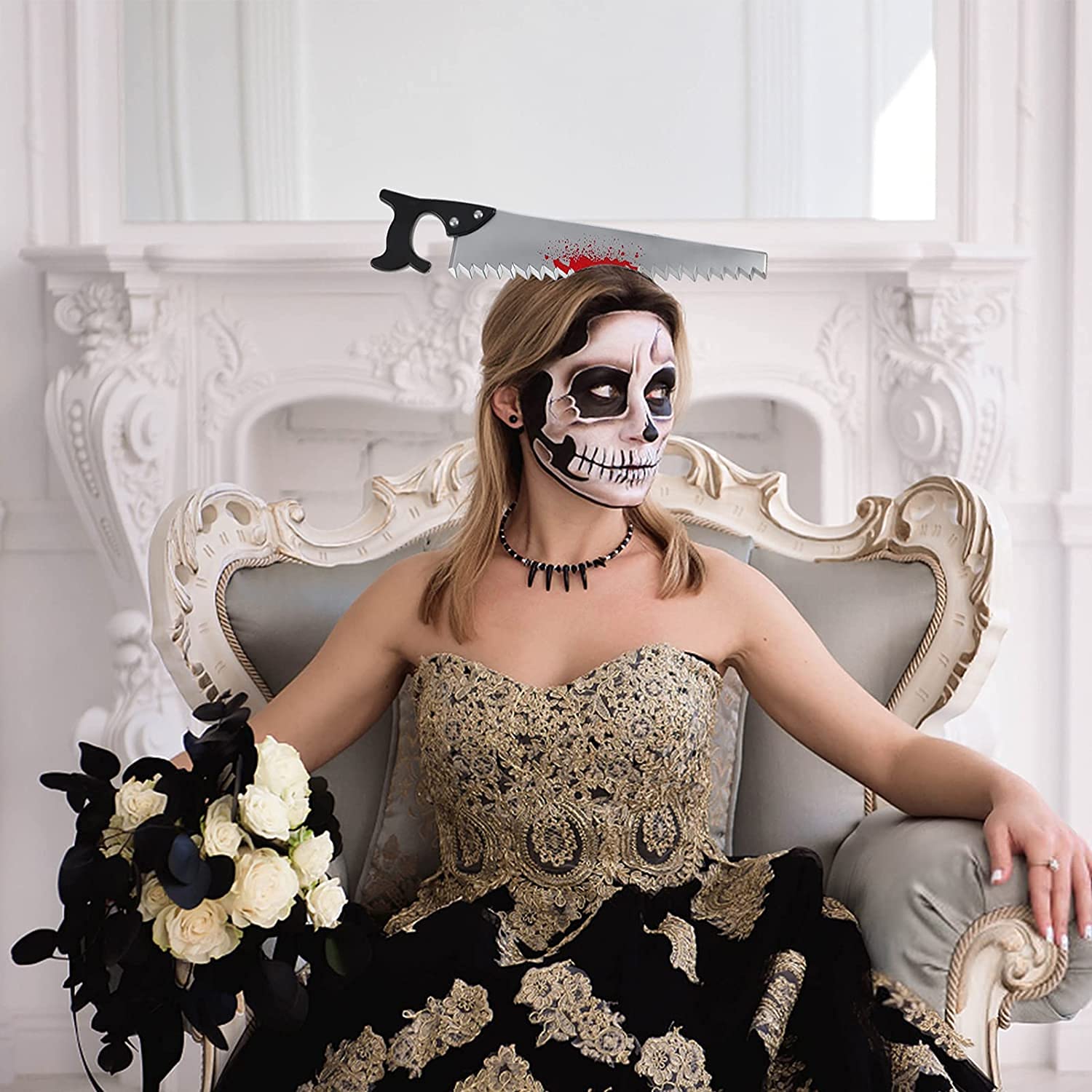 Amazon.co.jp: JUTOSU 恐怖 おもしろ カチューシャ 刺さる ハロウィン