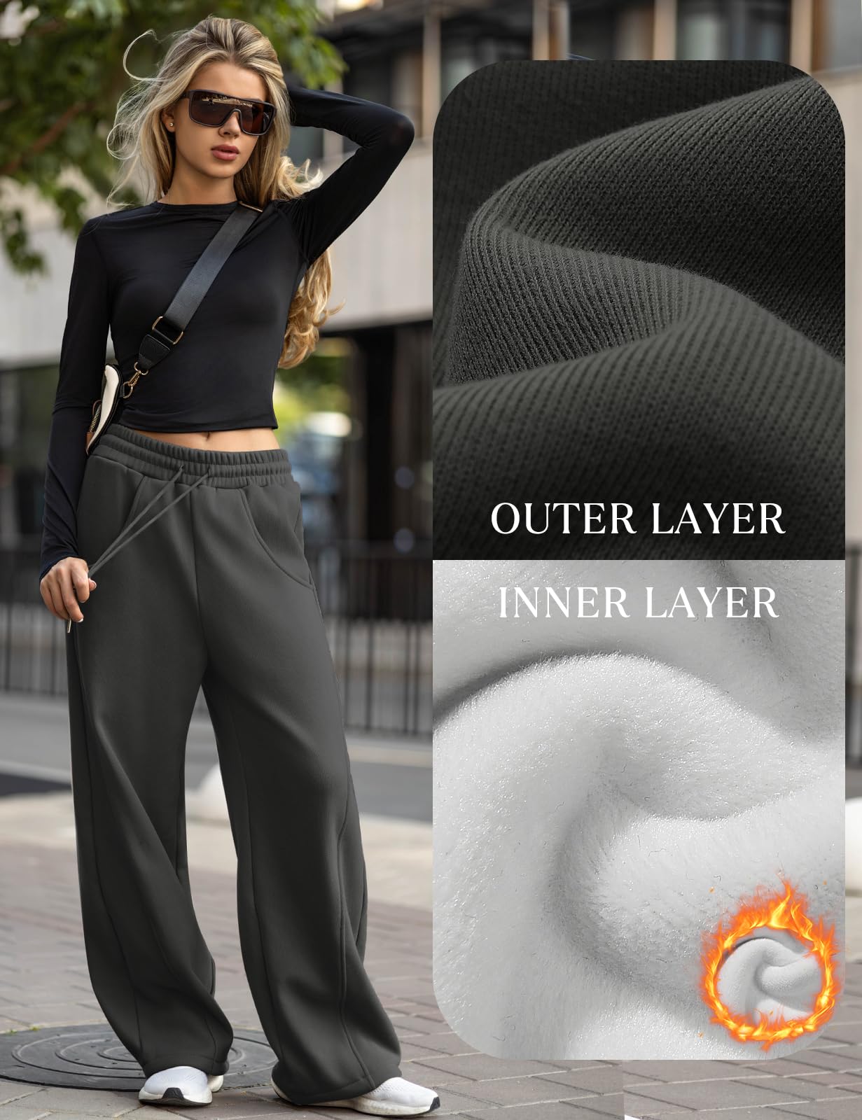 Voqeen Pantaloni Donna Invernali Casual Elastic Baggy Pantaloni Donna Larghi Y2K Pantaloni Sportivi con Tasche