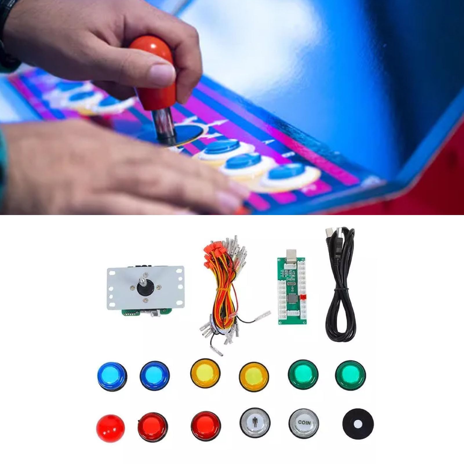 DIY zestaw joysticka arkadowego Joystick płytkowy 5P USB PC Joystick podświetlane przyciski kontroler gier arkadowych