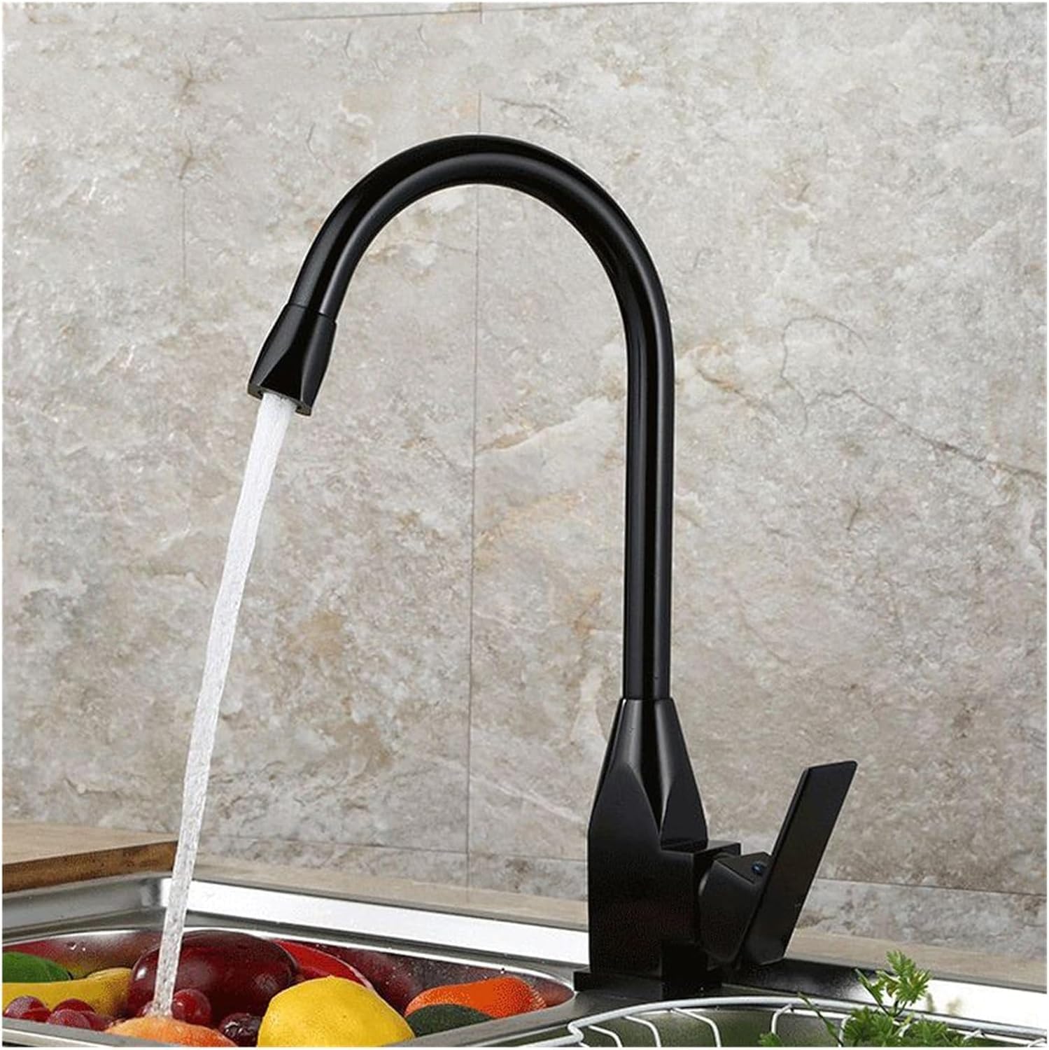 Robinet de cuisine Gourmet haut de gamme en aluminium noir rotatif