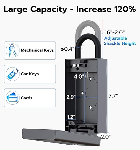 Miniatura 2 de Anweller - Caja de seguridad para llaves con código, gran capacidad, huellas dactilares, Bluetooth, montaje en pared, ocultador, caja de seguridad