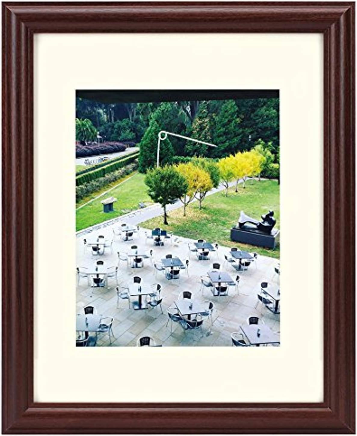 Frametory, Photo Frame comes with Ivory Mat for Pictures - Curved Bevel Design - Sawtooth Hanger, Swivel Tabs - Wall Display - Real Glass (Walnut, 11x14 Frame for 8x10 Pictures)