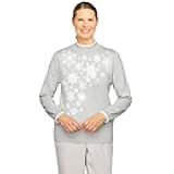 Alfred Dunner Women's Alpine Lodge Comfy Snowflakes Lightweight Sweater