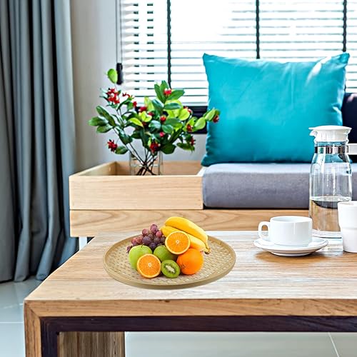 Miniatura 2 de BESTonZON Cestas de pared de tamiz de bambú Decoración de ratán Cesta de frutas y verduras Platos para servir alimentos Cesta de bambú hecha a mano