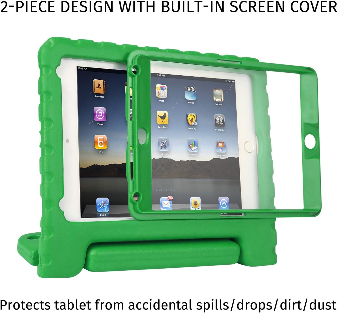 HDE iPad Mini 5 & 4 Case for Kids with Built in Screen Protector - Shockproof Handle Stand with Apple Pencil Holder Compatible with iPad Mini 5th Generation and iPad Mini 4th Generation Tablet Green