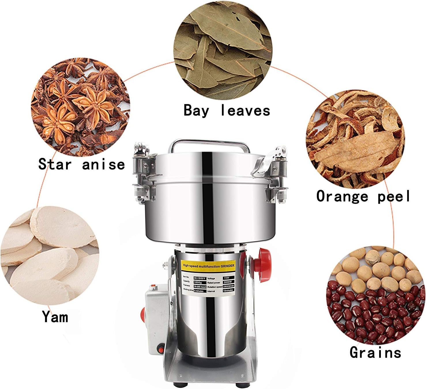 1500G Stainless Steel High-Speed Grinder Mill Family Medicial Mill Herb Grinder,Pulverizer