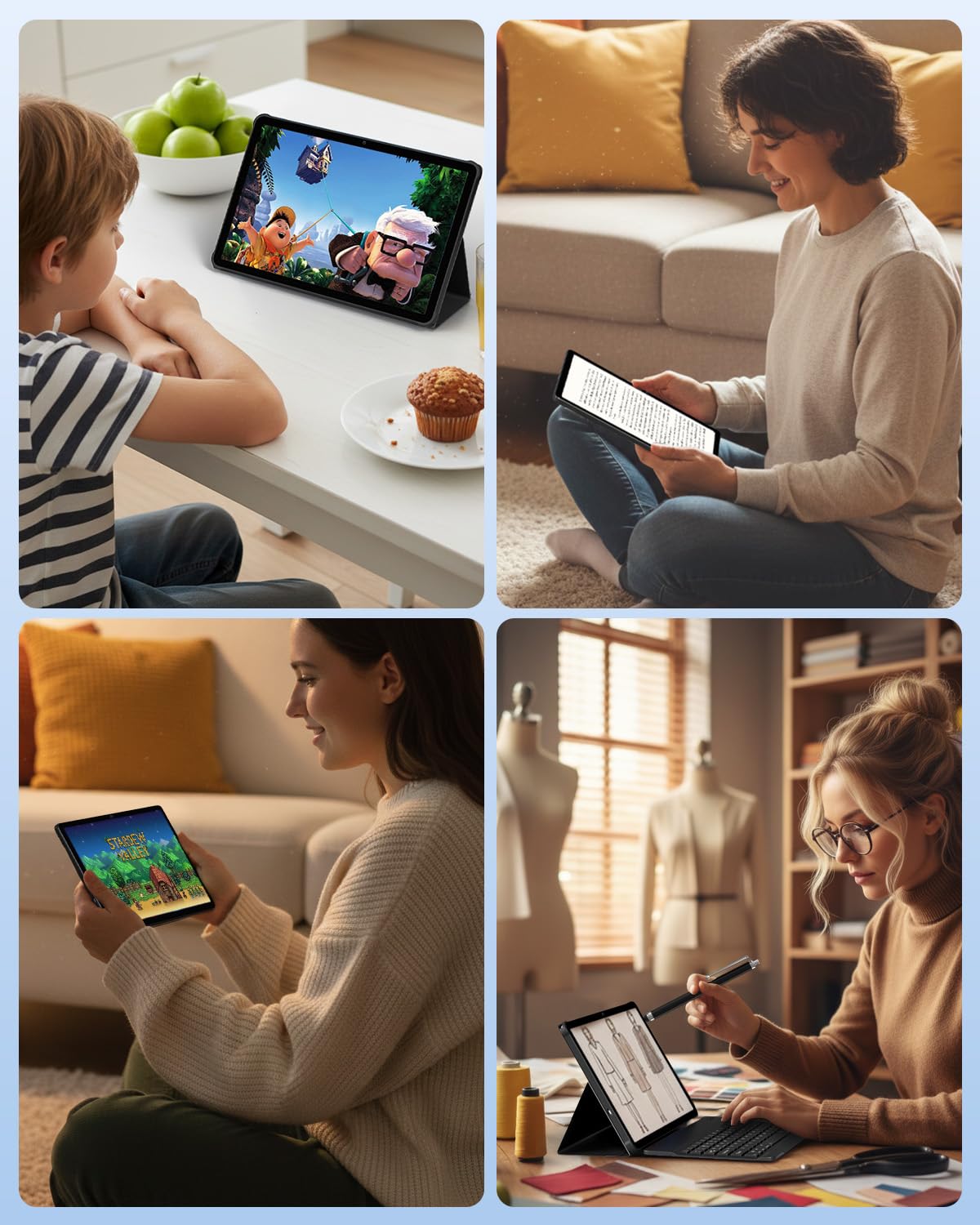 Tablet Touchscreen 11 Zoll, Android 15, 36 GB RAM 512 GB ROM/1 TB, 4G LTE Dual SIM + WiFi 5G, Octa Core, Gemini AI, 13 MP + 8 MP, 9580 mAh, GPS, Tablet mit Tastatur/Kopfhörer/Maus/Schutzhülle