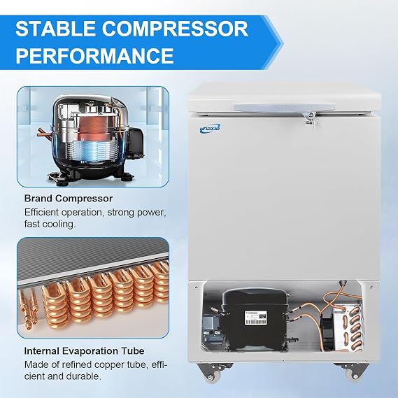 HNZXIB 58L -86C Ultra Low Temperature Freezer, Flash Freezer, Large Capacity Cryogenic Refrigerator for Lab Research Use and Seafood Meat Quick Freezing