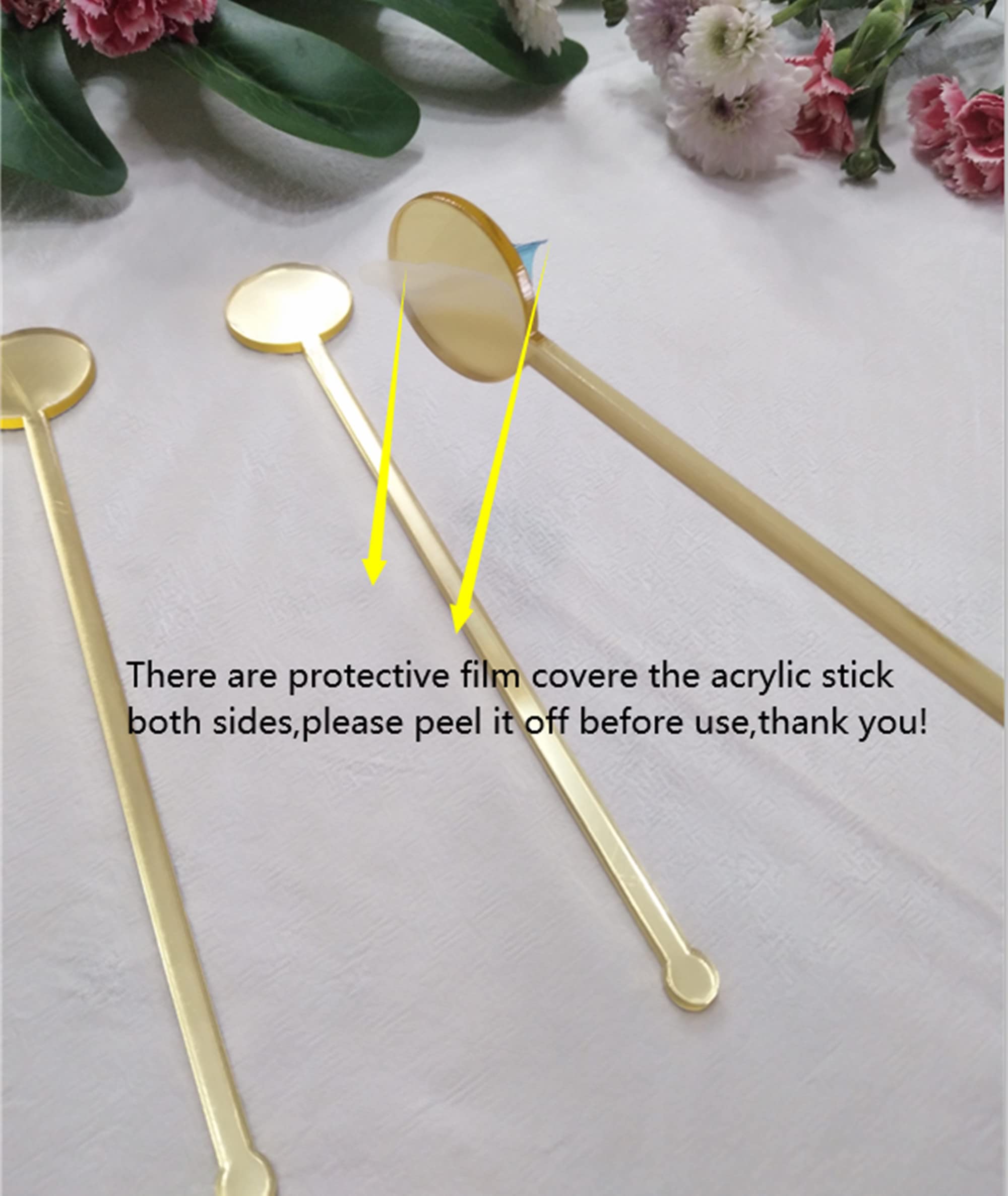 20pcs of Acrylic Round Disc Drink Stirrer,Personalized Mirrored Drink Stirrer Swizzle Sticks,DIY Acrylic Drink Names(Gold Mirror)
