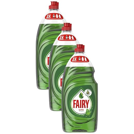 Fairy Ultra Lavavajillas a Mano, Óptimo Poder Antigrasa, 820 ml (Paquete de 3)